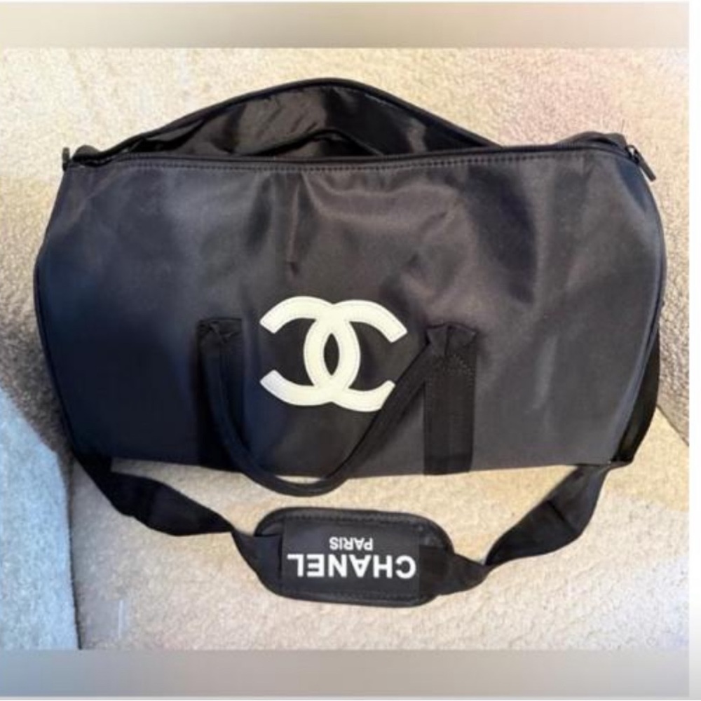 CHANEL beauty Black and White Duffel Bag